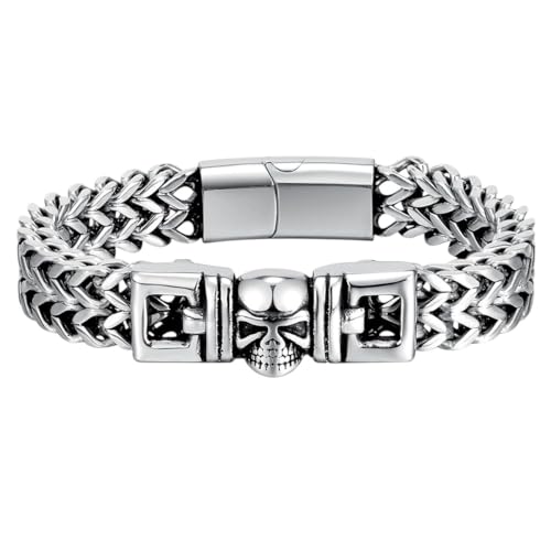 NEU 2026 UNISEX Doppelkornkette Edelstahl Magnitische Schnalle Heavy Metal Hip Hop Punk Armband Jubiläum für Geschenk Männer Schmuck Erkenntnisse Modetrendy Accessoires kreativ für Frauen und Männer von CHCWR