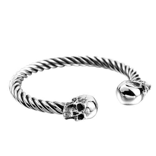 NEU 2026 UNISEX Vintage Doppelschädel Kopfarmband High Edelstahl Klassische Männer Verstellbare Armreifen Punk Rock Dekoration Schmuck Luxus für Sie Accessoires Trendy Creative für Frauen und Männer von CHCWR