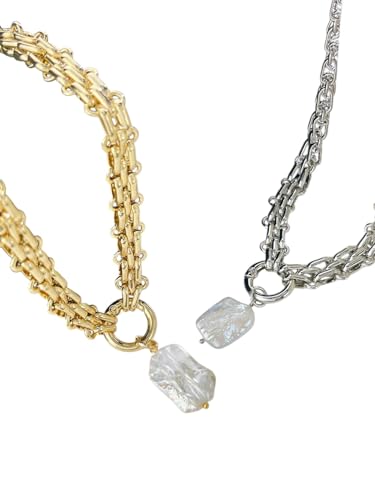 NEU 2026 UNISEX großer quadratischer natürlicher Süßwasserperlen Anhänger Chunky Ketten Halskette für Frauen Vintage Elegante Perlen Halsketten Dekoration Schmuck Luxus mit Ihnen Accessoires Trendy von CHCWR