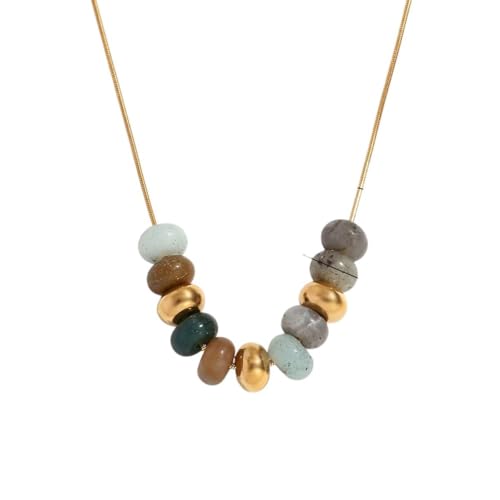 Neu 2026 Ankunft Unisex Naturstein Perlenschlangenkette Halskette 18K Gold plattiert Schmuck 316L Edelstahl Dekoration Modetrendy -Accessoires kreatives Geschenk für Frauen und Männer von CHCWR