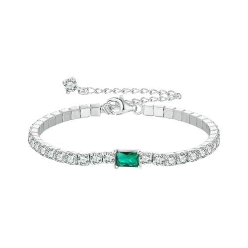 Neu 2026 Unisex 925 Sterling Silber Green Green Cubic Zirkonia Tennis Bracelet Classic Verstellbares Link für Frauen Feindekoration Schmuck Luxus mit Ihnen Accessoires Trendy für Frauen und Männer von CHCWR