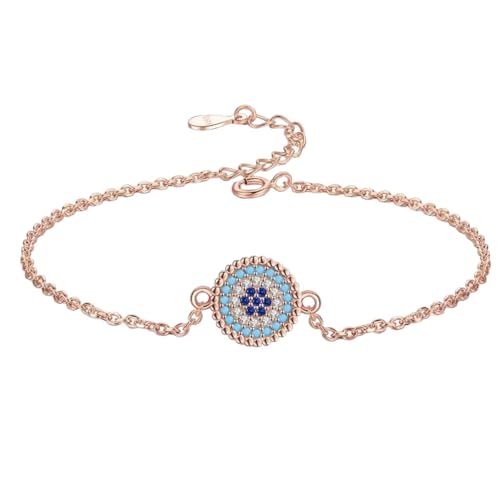 Neue 2025 Unisex Luxusarmbänder für Frauen 925 Sterling Silber Round Blue Cz Emaille Tennisarmband Linkkette Dekoration Schmuck mit Ihnen Accessoires Trendy Creative für Frauen und Männer von CHCWR