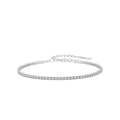 Neues 2025 925 Sterling Silber Sparkling Clear CZ Armband für Frauen Hochzeit Fine Schmuck Jubiläum Frau Mutter Geschenke Dekoration Schmuck Gedenk mit Ihnen Accessoires Trendy Best für Geschenk von CHCWR