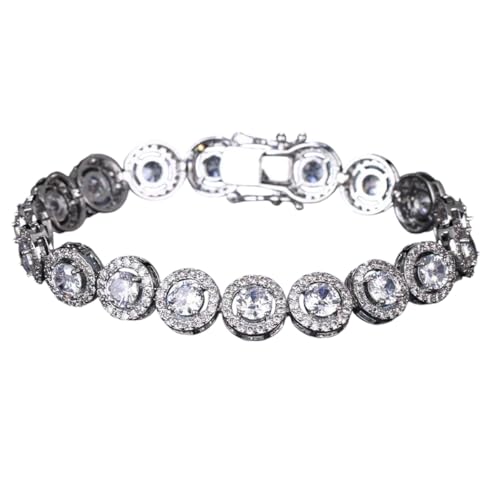 Neues 2026 Unisex Luxus runde Form Zirkonarmband für Frauen Klassische Kristallkette Kubikzirkonia -Armbänder Weidige Hochzeit Schmuck Dekoration Accessoires Trendy für Frauen und Männer von CHCWR