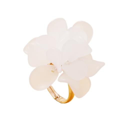 Niedliche Kamellien Blumen Statement Ring für Frauen Mädchen Gold plattiert zierlich Blütenblatt Blumen Hochzeit Versprechen erweiterbar einstellbare offene Wrap -Finger -Ringe Komfort Fit Retro von CHCWR