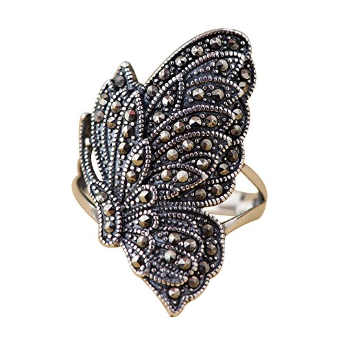 Retro 925 Sterling Silber Schmetterlingsring mit Markasitensteinen für Frauen Größe 6-9 Retro 925 Sterling Silber Schmetterlingsring mit Markasitensteinen für Frauen Größe 6-9 von CHCWR