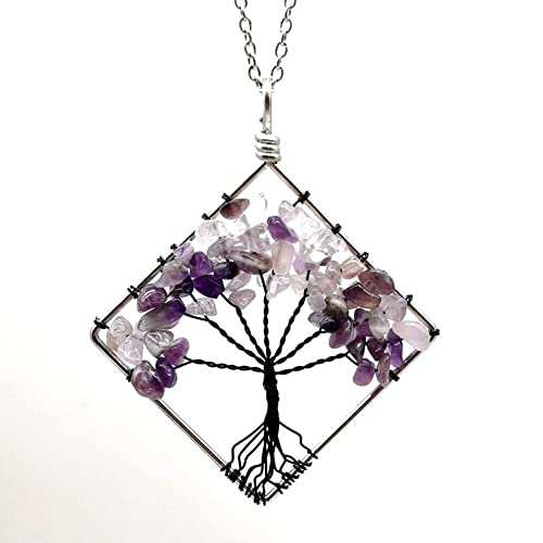 Schwarzer Baumleben Anhänger Quarz Kristall Halskette Chakra Edelstein Kupferdrahtwickel Schmuck Geschenk für Frauen Schwarzer Baumleben Anhänger Quarz Kristall Halskette Chakra Edelstein Kupferdrahtwickel Schmuck Geschenk für Frauen von CHCWR