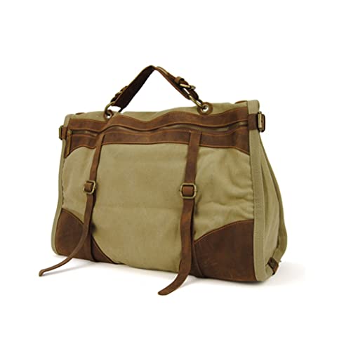 Vintage Retro Military Canvas + Leder Männer Reisen Taschen Gepäcktaschen Männer Wochenendtasche über Nacht Reisetaschen Tasche Freizeit (c) von CHCWR