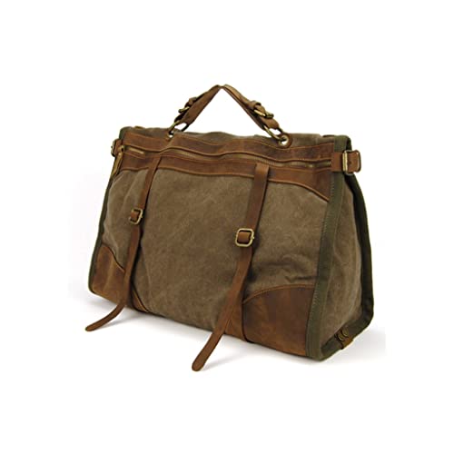 Vintage Retro Military Canvas + Leder Männer Reisen Taschen Gepäcktaschen Männer Wochenendtasche über Nacht Reisetaschen Tasche Freizeit (c) von CHCWR