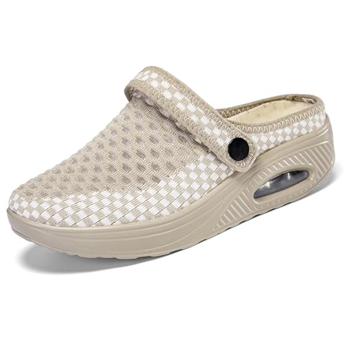 CHDDHX Clogs Pantoletten Damen Sommer Hausschuhe Mesh Atmungsaktiv Pantoffeln Leichte Rutschfest Gartenschuhe Freizeit Strand Sandalen Beige Größe 41 CHDDHX Clogs Pantoletten Damen Sommer Hausschuhe Mesh Atmungsaktiv Pantoffeln Leichte Rutschfest Gartenschuhe Freizeit Strand Sandalen Beige Größe 41 von CHDDHX