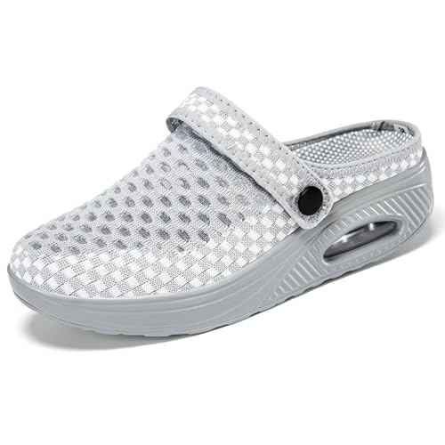 CHDDHX Clogs Pantoletten Damen Sommer Hausschuhe Mesh Atmungsaktiv Pantoffeln Leichte Rutschfest Gartenschuhe Freizeit Strand Sandalen Grau Größe 40 CHDDHX Clogs Pantoletten Damen Sommer Hausschuhe Mesh Atmungsaktiv Pantoffeln Leichte Rutschfest Gartenschuhe Freizeit Strand Sandalen Grau Größe 40 von CHDDHX