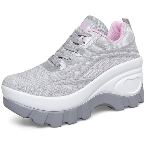 CHDDHX Damen Keilabsatz Sneakers Leichte Turnschuhe Atmungsaktive Sportschuhe Bequeme Plateau Schuhe Outdoors Freizeitschuhen Grau Rosa Größe 40 CHDDHX Damen Keilabsatz Sneakers Leichte Turnschuhe Atmungsaktive Sportschuhe Bequeme Plateau Schuhe Outdoors Freizeitschuhen Grau Rosa Größe 40 von CHDDHX