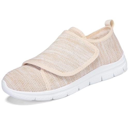 CHDDHX Diabetiker Schuhe Damen Warm Gefüttert Weit Klettverschuß Walkingschuhe Leichte Orthopädische Pantoffeln Beige Größe 43 CHDDHX Diabetiker Schuhe Damen Warm Gefüttert Weit Klettverschuß Walkingschuhe Leichte Orthopädische Pantoffeln Beige Größe 43 von CHDDHX