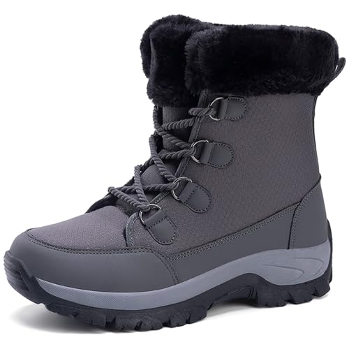 CHDDHX Winterstiefel Damen Warme Gefüttert Schneestiefel Wasserdicht Winterschuhe Rutschfeste Wanderstiefel Kurzschaft Stiefel Grau Größe 38 CHDDHX Winterstiefel Damen Warme Gefüttert Schneestiefel Wasserdicht Winterschuhe Rutschfeste Wanderstiefel Kurzschaft Stiefel Grau Größe 38 von CHDDHX