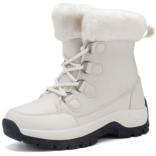 CHDDHX Winterstiefel Damen Warme Gefüttert Schneestiefel Wasserdicht Winterschuhe Rutschfeste Wanderstiefel Kurzschaft Stiefel Weiß Größe 39 CHDDHX Winterstiefel Damen Warme Gefüttert Schneestiefel Wasserdicht Winterschuhe Rutschfeste Wanderstiefel Kurzschaft Stiefel Weiß Größe 39 von CHDDHX