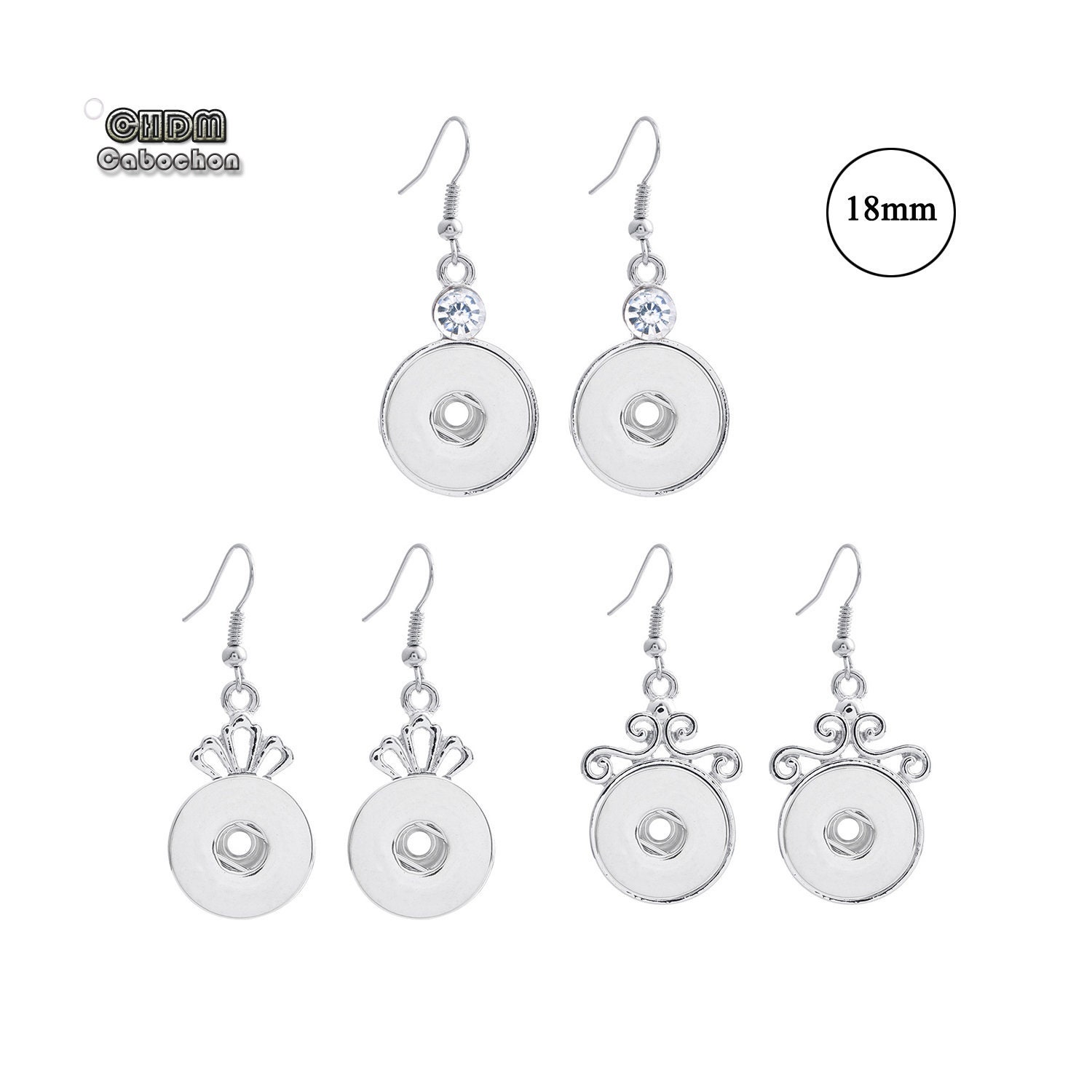 1 Paar Snap Button Baumeln Ohrringe, Austauschbare Ohrringe Für 18 Mm/20 Ginger Button, Noosa Style Edelstahl Zubehör von CHDMCabochon