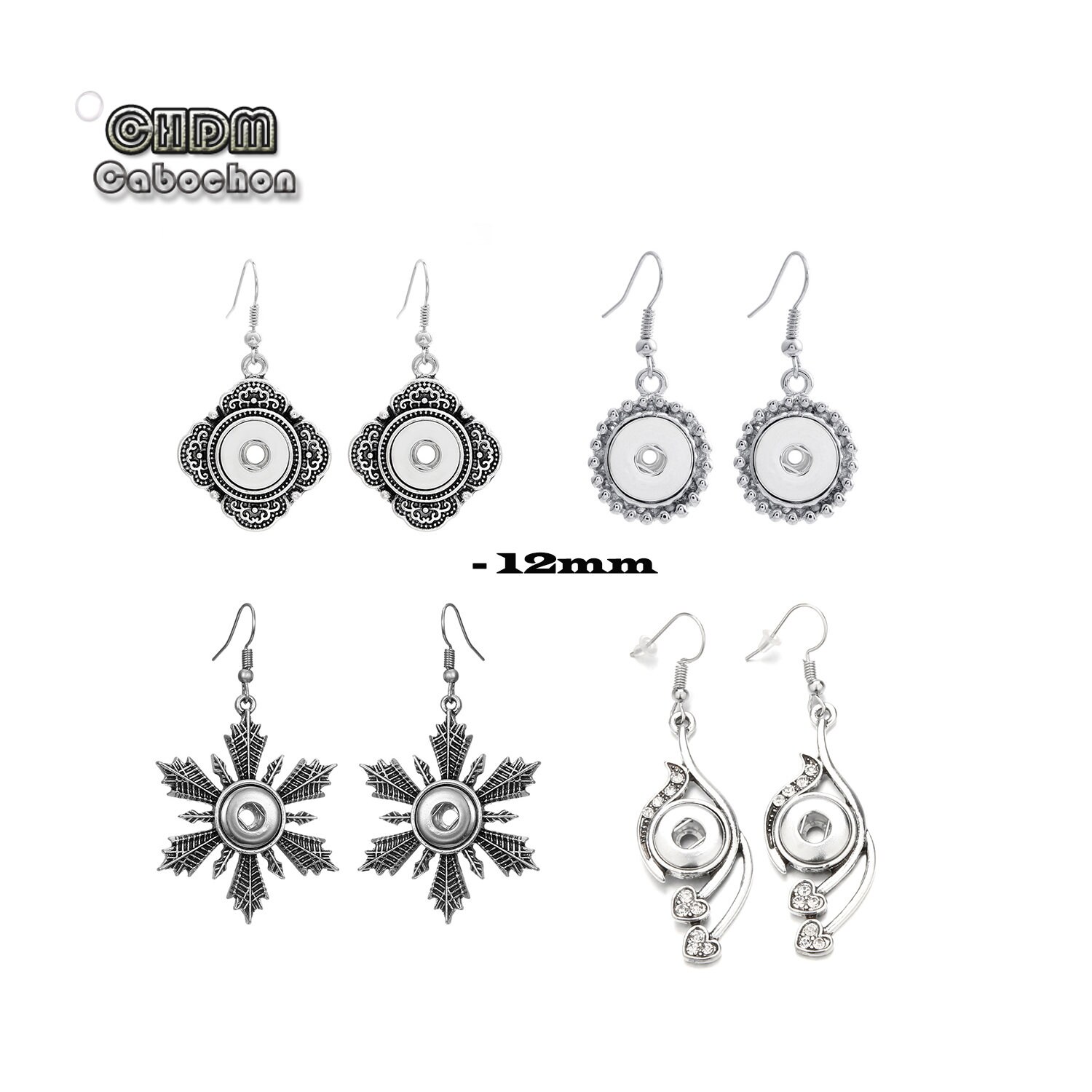 1 Paar Snap Button Baumeln Ohrringe, Floral Blatt Ohrringe Für 12 Mm Ginger Schmuck, Noosa Style Edelstahl Zubehör von CHDMCabochon