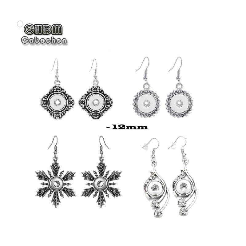 1 Paar Snap Button Baumeln Ohrringe, Floral Blatt Ohrringe Für 12 Mm Ginger Schmuck, Noosa Style Edelstahl Zubehör von CHDMCabochon