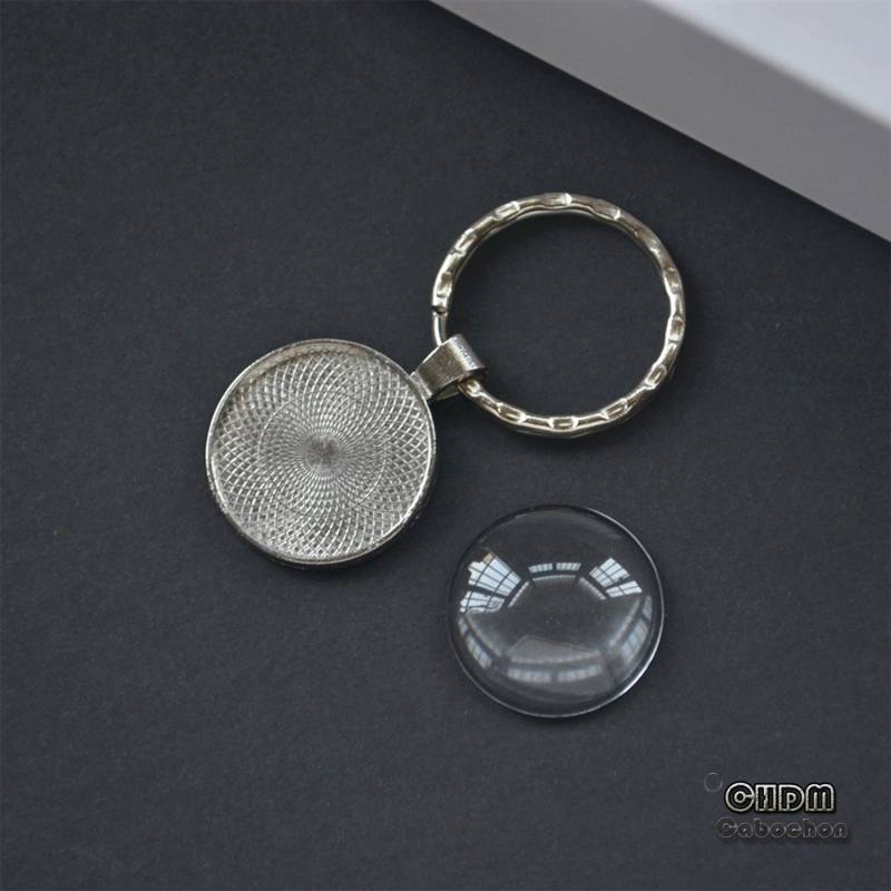 25 Mm Schlüsselanhänger Rohlinge Basis, 1 in Schlüsselring Mit Klarem Glaskuppel Cabochon, "Runde Foto-Schlüsselanhänger Kits, Diy Schmuck von CHDMCabochon