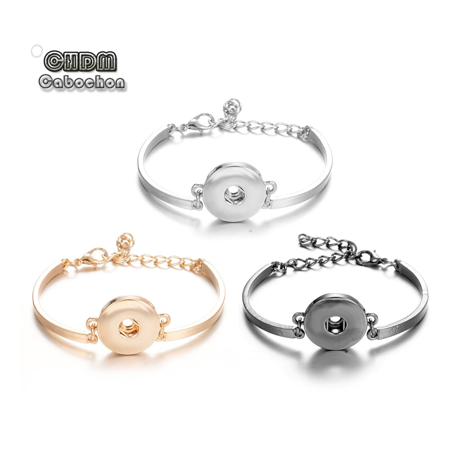 Druckknopf Armband, Diy Armband Für 18 Mm Ginger Snap Button Schmuck, Noosa Style, Verstellbares Zubehör -(Sbb01 von CHDMCabochon