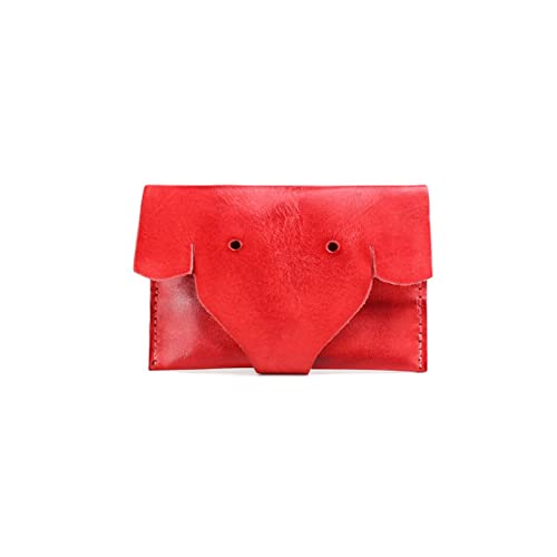 CHDWEY Damen Geldbörsen Münzbörse Retro Leder Geldbörse Niedliche Cartoon Münze Geldbeutelschicht Leder Speicherkarte Case(Red) von CHDWEY