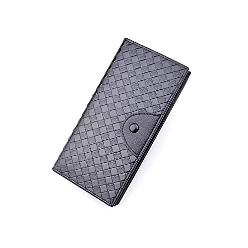 CHDWEY Herren-Geldbörse, lang, gewebtes Muster, großes Fassungsvermögen, mehrere Kartenfächer, modisch, lässig, offene Geldbörse mit umlaufender Geldbörse (schwarz) von CHDWEY