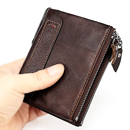 CHDWEY Herren Geldbörse Damen Kurz elegante Leder Clutch Doppelfach Reißverschlusstasche Geldbörse Multifunktions von CHDWEY