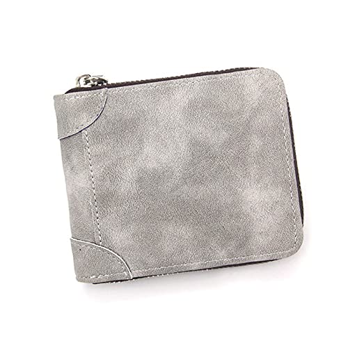 CHDWEY Herren Geldbörse Lederdruck Herren Geldbörse Kupplung Zwei Zip Herren Kurz Kleine Krafttasche Brand New Design Soft Mini Card Holder Wallet (Light grey) von CHDWEY