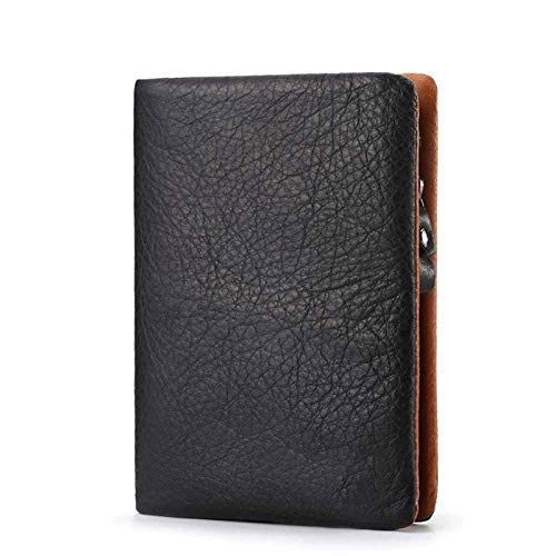 CHDWEY Herren Geldbörse Original Leder Herren Münzen Kartenhalter Mann Herren Geldbeutelklemme Vallet (Black vertical) von CHDWEY