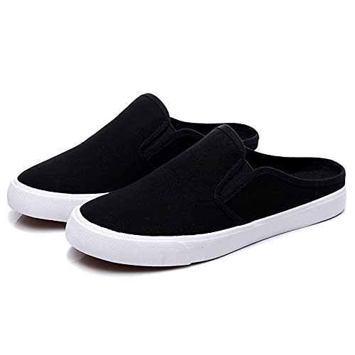 CHDWEY Herren-Slipper Männer Schuhe Strand Leinwand Half Drag Schuhe Beiläufige Wanderschuhe Komfortable Outdoor Männer Hausschuhe(Black,8.5) von CHDWEY
