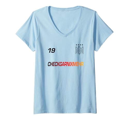 Damen CHECKGARNIXMEHR #19 SAUFTRIKOT X Malle Trikot Deutschland T-Shirt mit V-Ausschnitt Damen CHECKGARNIXMEHR #19 SAUFTRIKOT X Malle Trikot Deutschland T-Shirt mit V-Ausschnitt von CHECKGARNIXMEHR SAUFTRIKOTS DEUTSCHLAND Mallorca