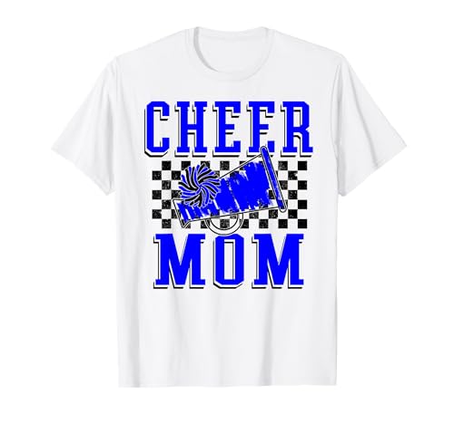 Cheer Mom Karierter Druck Blau Cheer Mama Megafon T-Shirt von CHEER TEES CO