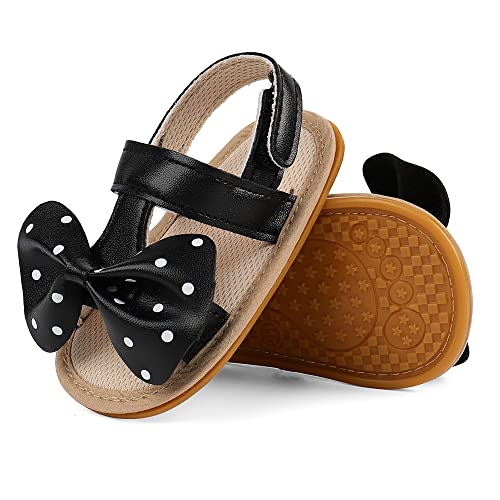 CHEERFUL MARIO Baby Mädchen Sandalen Lauflernschuhe für Baby Mädchen im Sommer Schwarz 6-12 Monate von CHEERFUL MARIO