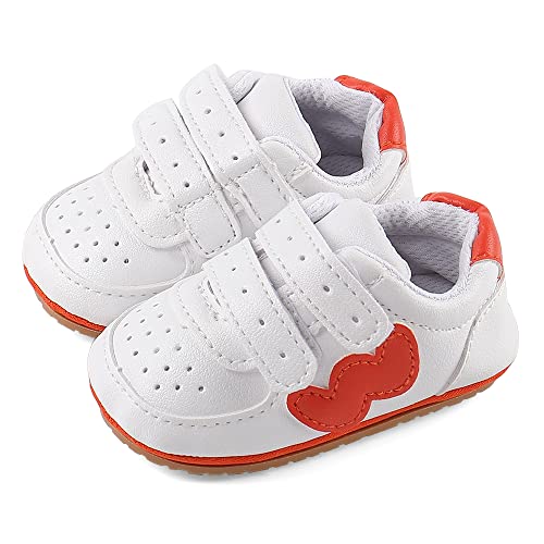 Cheerfu Mario Lauflernschuhe Baby Jungen Mädchen Baby Born Erste Schuhe Weiche Leder rutschfest Sohle W Orange 6-12 Monate (12) von Cheerful Mario