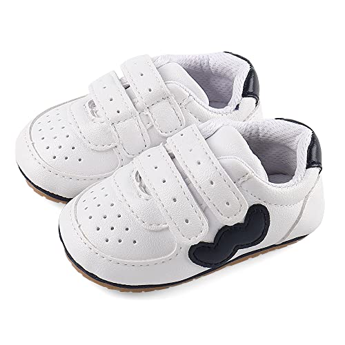 Cheerfu Mario Lauflernschuhe Baby Jungen Mädchen Baby Born Erste Schuhe Weiche Leder rutschfest Sohle W Dunkelblau 12-18 Monate (13) von Cheerful Mario