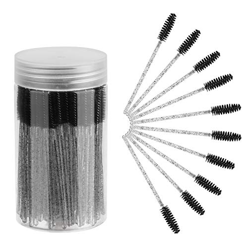 ChefBee Einweg-Wimpernpinsel, Mascara-Stäbe, Make-up-Pinsel-Applikator-Set für Wimpernverlängerungen und Augenbrauenpinsel mit Behälter (Kristallschwarz) von CHEFBEE