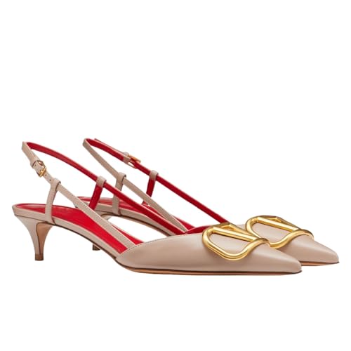 CHEFDEER Slingback Kitten-Heels für Damen, Lackleder, Pumps mit spitzem Zehenbereich, niedriger Absatz, Sandalen, Schlupfschuhe für Abschlussball, Hochzeit, Party, Nude-Gold, 38 EU CHEFDEER Slingback Kitten-Heels für Damen, Lackleder, Pumps mit spitzem Zehenbereich, niedriger Absatz, Sandalen, Schlupfschuhe für Abschlussball, Hochzeit, Party, Nude-Gold, 38 EU von CHEFDEER
