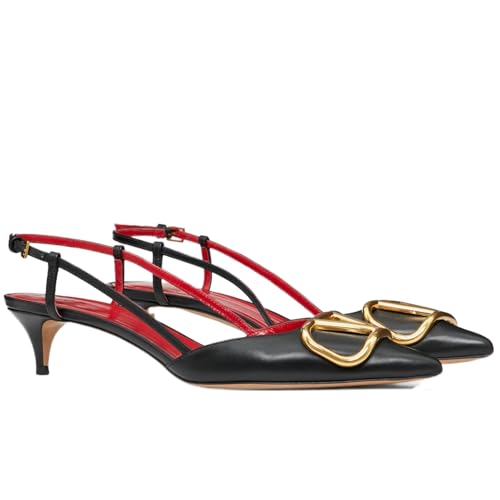 CHEFDEER Slingback Kitten-Heels für Damen, Lackleder, Pumps mit spitzem Zehenbereich, niedriger Absatz, Sandalen, Schlupfschuhe für Abschlussball, Hochzeit, Party, Schwarz, 38 EU CHEFDEER Slingback Kitten-Heels für Damen, Lackleder, Pumps mit spitzem Zehenbereich, niedriger Absatz, Sandalen, Schlupfschuhe für Abschlussball, Hochzeit, Party, Schwarz, 38 EU von CHEFDEER