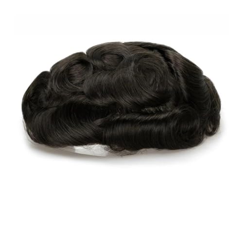 Perücken für Männer Basis Langlebige Bleach Einzelknoten Männer Perücke Echthaar Haaransatz Toupet Prothese Spitze & Pu Männliche Perücke Haar System Einheit Perücke(Darkest Brown,7x9) von CHENGAIJIAN