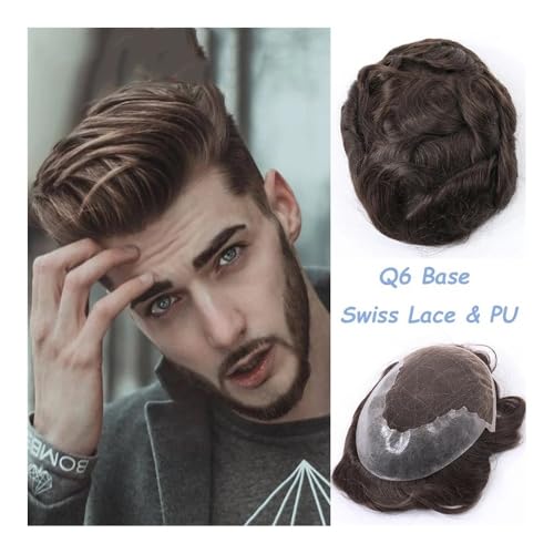 Perücken für Männer Handgebundenes indisches Remy-Haar-Männersystem, alle Farben, Spitzen-Toupet-Haarteil, 120% Dichte, gebleichter Knoten, Schweizer Spitzen-Haarteil for Männer Perücke(Darkest Brown Perücken für Männer Handgebundenes indisches Remy-Haar-Männersystem, alle Farben, Spitzen-Toupet-Haarteil, 120% Dichte, gebleichter Knoten, Schweizer Spitzen-Haarteil for Männer Perücke(Darkest Brown von CHENGAIJIAN
