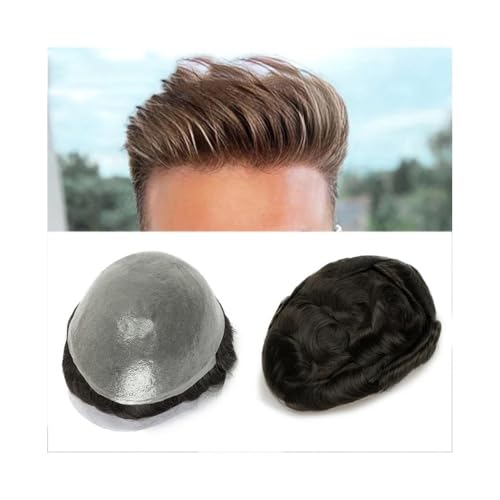 Perücken für Männer Toupet for Männer, Echthaar-Haarteile, V-Schleife, natürliche Vorderseite, 0,06 mm dünn, Ersatzsystem, Echthaar-Toupets for Männer Perücke(Medium Blonde,7x9) von CHENGAIJIAN