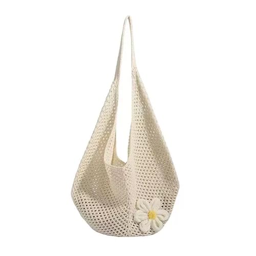 Gehäkelte Strandtasche Damen Boho Häkeltasche Große Mesh Umhängetasche für Sommer Frauen Beach Bag Gestrickte Tote Bag Netz Stricktasche Geflochtene Handtasche für Urlaub Einkaufen Alltag Reisen von CHENGCKJ