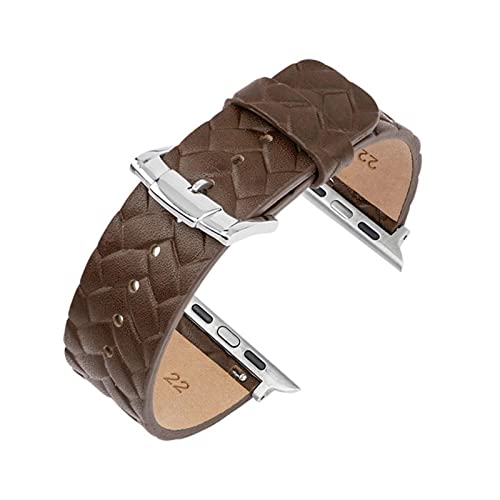 CHENGG Geflochtene Solo -Schleife fit für Uhrenband 44 mm 40 mm 38 mm 42 mm Ledergurte Armband Serie 3 4 5 Se 6 Uhrengurt Uhrengurt (Farbe: Hellbraun, Größe: Für 38 mm 40 mm) von CHENGG
