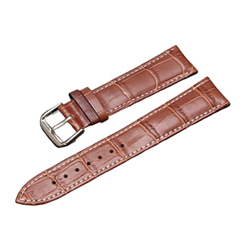 CHENGG Watch Band Watch Gurtriemen Armbänder Leder 14mm 18mm 20 mm 22 mmmmm Gurt Männer Uhrengurt (Farbe: braune weiße Linie, Größe: 14mm) von CHENGG