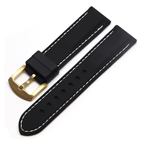 CHENGG WatchBand Silicon Gummi -Uhr -Gurtbänder wasserdicht 20mm 22 mm 24 mm 26mm Uhrengürtelgurt (Farbe: Orange Gold, Größe: 22 mm) von CHENGG