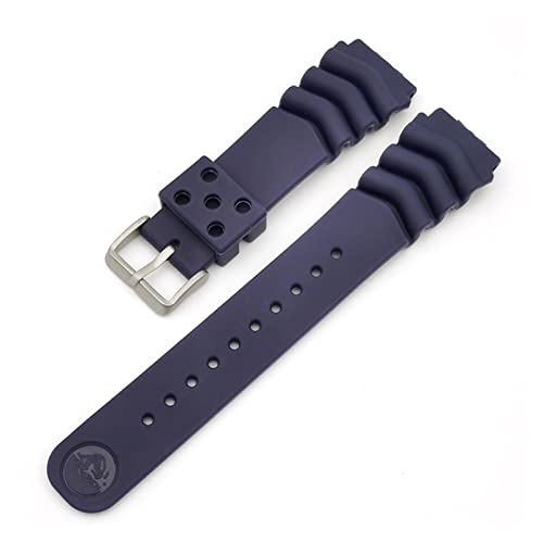 Generic Watchband Silicon Gummi -Uhr -Gurt für Seiko mit Logo 18mm 20mm 22mm Uhrengürtel wasserdichtes Sportgurt für Männer Uhrengurt (Farbe: Blau, Größe: 22 mm) von CHENGG