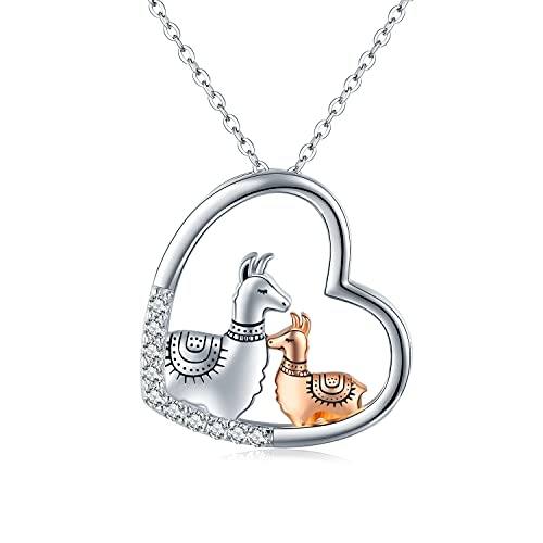 CHENGHONG Alpaka Kette Damen 925 Silber Alpaka Geschenke mit Mutter Tochter Anhänger Halsketten Alpaka Schmuck für Kinder Freund von CHENGHONG