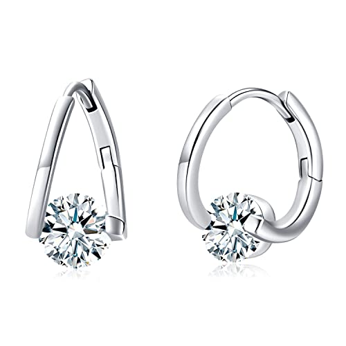 April Ohrringe 925 Sterling Silber Simulierter Diamant Creolen Ohrringe Huggie Ohrringe für Damen Mädchen Schmuck Geschenk für Geburtstag von CHENGHONG