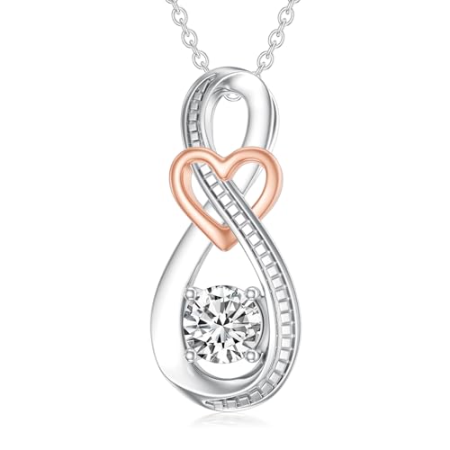 CHENGHONG Damen Kette Silber 925 Ketten Unendlichkeitszeichen Anhänger Jahrestags Infinity Schmuck für Mutter Tochter Mädchen von CHENGHONG