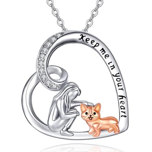 CHENGHONG Hund Kette Halskette 925 Sterling Silber Anhänger Hund Corgi Roségold Corgi Schmuck Corgi Geschenke für Corgi Liebhaber… CHENGHONG Hund Kette Halskette 925 Sterling Silber Anhänger Hund Corgi Roségold Corgi Schmuck Corgi Geschenke für Corgi Liebhaber… von CHENGHONG